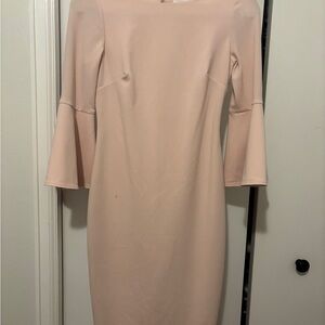 Calvin Klein Elegant Blush Pink Bell Sleeve Dress